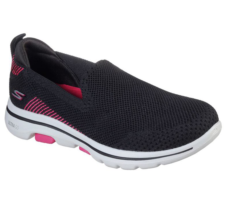 Skechers Gowalk 5 - Prized - Womens Slip On Shoes Black/Pink [AU-JI5647]